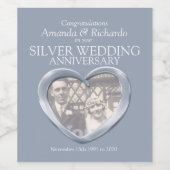 シルバ結婚ーの記念カスタムワインラベル ワインラベル (シングルラベル)