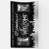 シルバ結婚ーの記念日アールデコ写真へようこそ 横断幕 (縦)