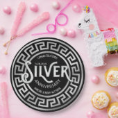 シルバ結婚ーの記念日アールデコ25グリッター ペーパープレート (パーティー)