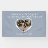 シルバ結婚ーの記念日ハートのフォトバナー 横断幕 (横)