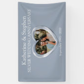 シルバ結婚ーの記念日ハートのフォトバナー 横断幕 (縦)