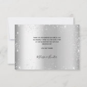 シルバ結婚ーグリッターのキラキラの写真スクリプト サンキューカード (裏面)