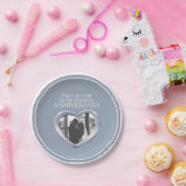 シルバ結婚ー記念写真ハート紙プレート ペーパープレート (パーティー)