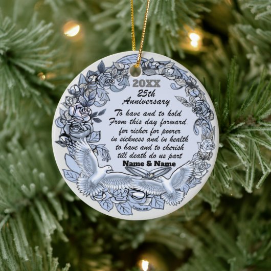 シルバ結婚ー記念日カスタムオーナメント セラミックオーナメント (ツリー)