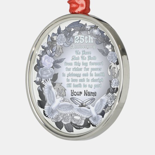シルバ結婚ー記念日カスタムオーナメント メタルオーナメント (左)
