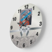シルバ結婚ー記念日 ラージ壁時計 (傾斜)