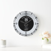 シルバ結婚ー25周年パーソナライズされた ラージ壁時計 (ホーム)