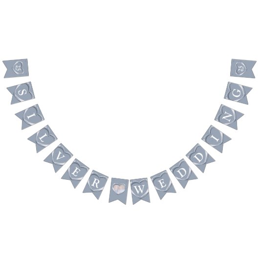 シルバ結婚ー25周年記念のカスタム写真 バンティングフラッグ (全)