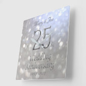 シルバ結婚ー25周年記念《写真》ぼけ味 スクエア壁時計 (傾斜)