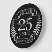 シルバ結婚ー25周年 ラージ壁時計 (傾斜)