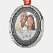 シルバ結婚ー25thダマスクのフォトメタル メタルオーナメント (左)