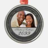 シルバ結婚ー25thダマスクのフォトメタル メタルオーナメント (正面)