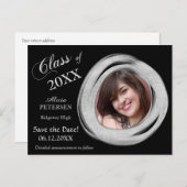 シルバ絵を描スブラシ枠の卒業日を保存 ポストカード (正面/裏面)