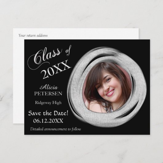 シルバ絵を描スブラシ枠の卒業日を保存 ポストカード (正面/裏面)