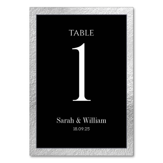 シルバ縁どー・ブラック結婚ズ・テーブル・ナンバー テーブルナンバー (正面)