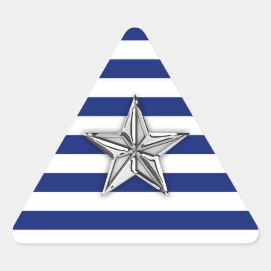 シルバ航海のースターオンブルーストライプズ 三角形シール (正面)