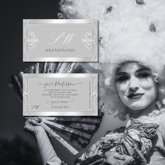 シルバ華美ンドライトグレースパークルジュエリーイニシャル 名刺