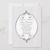 シルバ華美ーのフレーム光グレーストライプの結婚 招待状 (正面)