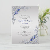 シルバ華美ー・スウィート16の青い銀の渦巻き 招待状 (スタンド正面)