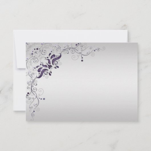 シルバ華美ーRSVP上の紫色の渦巻き 出欠カード (裏面)