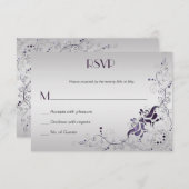 シルバ華美ーRSVP上の紫色の渦巻き 出欠カード (正面/裏面)