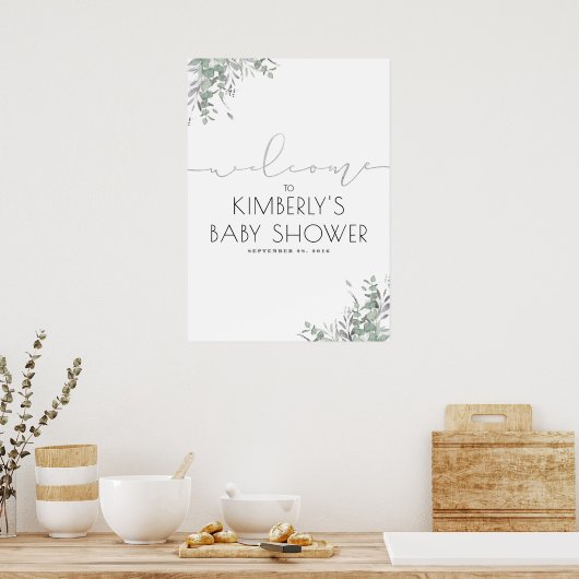 シルバ葉ーの赤ちゃんエレガントのシャワーへようこそ ポスター (キッチン)
