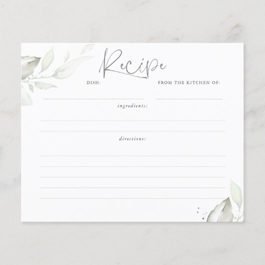 シルバ葉ーブライダルシャワーレシピカード (正面)