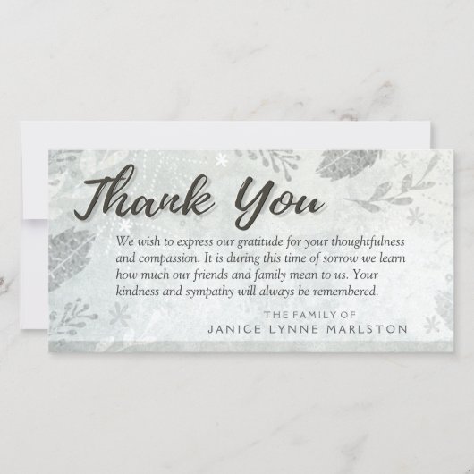 シルバ葉ー悔やみや弔慰サンキューファミリー サンキューカード (正面)