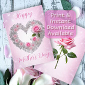 シルバ離れーハートピンクローズハッピーマザーズデー カード