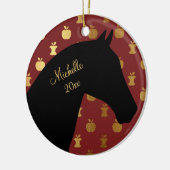 シルパーソナライズされたエット馬〜赤金のリンゴ セラミックオーナメント (左)