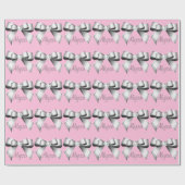 シルパーソナライズされたバーボウ薄ピンク ラッピングペーパー (フラット)