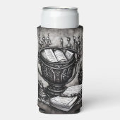 シルブリスティームパンクカルドロンスペルブックスとポーション スリム缶クーラー (Seltzer正面)