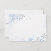 シルブルーの雪の花の冬の結婚式 出欠カード (裏面)