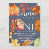 シルベスター 水彩 秋 ハリネズミ 招待状 (正面/裏面)