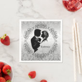 シルベリーホワイト新郎新郎シルエットナプキン スタンダードカクテルナプキン (インサイチュ)