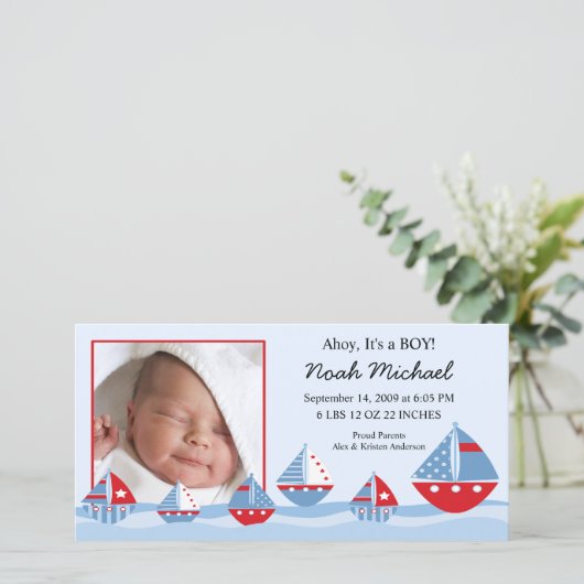 シルボーツ男の赤ちゃん誕生発表 案内状 (スタンド正面)