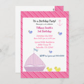 シルボートガール航海のズ誕生日招待状 招待状 (正面/裏面)