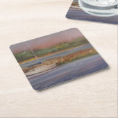 シルボートサンセット平和湿地セーレン スクエアペーパーコースター (アングル)
