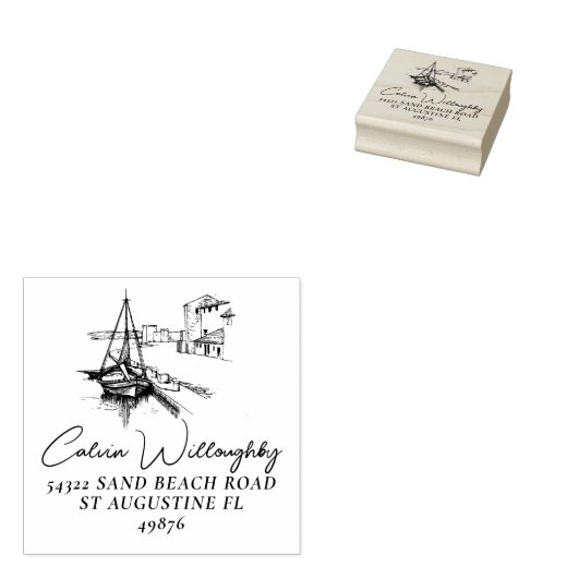 シルボートハーバーファミリーネーム差出人住所 ラバースタンプ (押印)