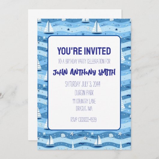 シルボ航海のート招待状バースデーパーティー招待状 招待状 (正面/裏面)