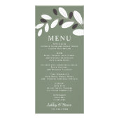 シルライズドオリーブの枝地中海の緑のメニューカード ラックカード (正面)