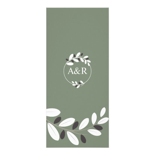 シルライズドオリーブの枝地中海の緑のメニューカード ラックカード (裏面)