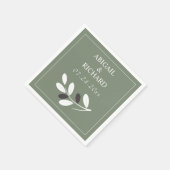 シルライズドオリーブ地中海のブランチ結婚グリーン スタンダードカクテルナプキン (角)