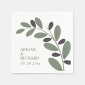 シルライズドオリーブ地中海のブランチ結婚チャーム スタンダードカクテルナプキン (正面)