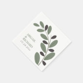 シルライズドオリーブ地中海のブランチ結婚チャーム スタンダードカクテルナプキン (角)