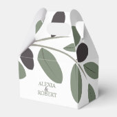 シルライズドオリーブ地中海のブランチ結婚チャーム フェイバーボックス (正面サイド)