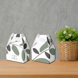 シルライズドオリーブ地中海のブランチ結婚チャーム フェイバーボックス