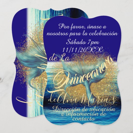 シレナコーラスプラッシュスパークルクインセアニラセレブレオン 招待状 (正面/裏面)