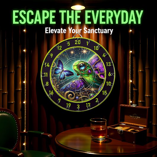 シレ素朴ンタートルバタフライロッジアート ダーツボード