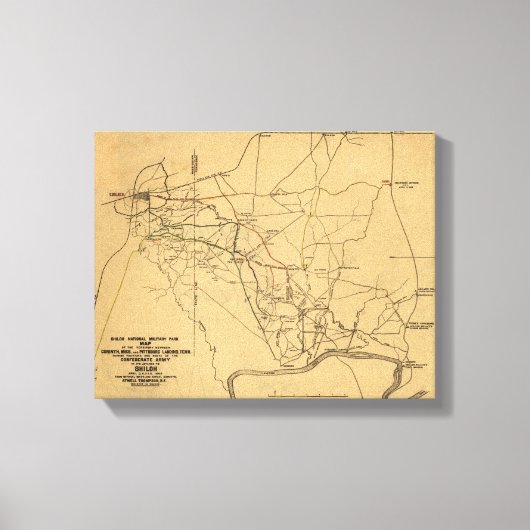 シロの戦い – 南北戦争パノラママップ5 キャンバスプリント (正面)